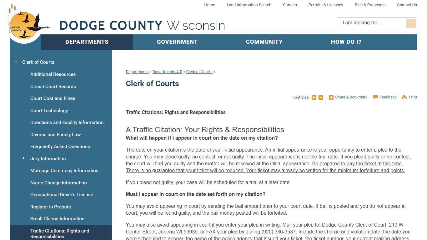 Clerk of Courts | Dodge County, WI