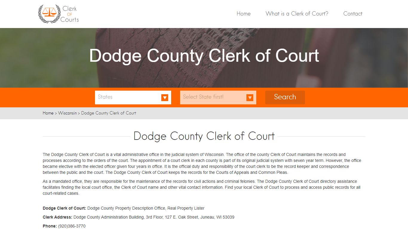 Find Your Dodge County Clerk of Courts in WI - clerk-of-courts.com